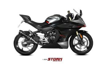 Storm by MIVV GP slip-on Zwart RVS en Carbon endcap met E-keur CF Moto 450SR 2023 - 2024