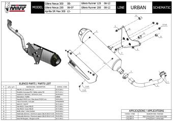Mivv Urban RVS Volledig Uitlaatsysteem met E-keur incl. Katalysator Gilera Nexus 300 2008 - 2013