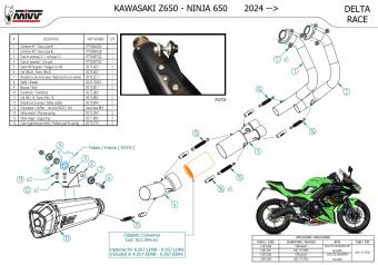 Mivv Delta Race RVS Black Volledig Uitlaatsysteem Low Mount met E-keur Kawasaki Z650 en Ninja 650 2024 - 2025