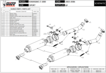 2x Mivv GP RVS Black Slip-on Einddempers (L+R) met E-keur Kawasaki Z 1000 2003 > 2006