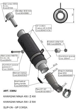 Leovince GP Corsa Carbon Einddemper zonder E-keur Kawasaki Ninja 500 / SE 2024 - 2025