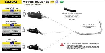 ARROW Indy Race Einddemper Aluminium Zwart met stalen End Cap met E-keur Suzuki V-Strom 800DE / SE 2023-2024