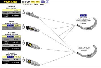 Arrow Volledig Uitlaatsysteem met Thunder Carbon Einddemper met E-keur en RVS Racing Voorbochten Yamaha MT-09 2013 > 2020