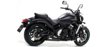 Arrow Rebel RVS Black met Aluminium Black Endcap Volledig Uitlaatsysteem met E-keur Kawasaki S650 Vulcan 2014 > 2016