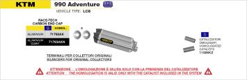 Arrow Maxi Race-Tech Aluminium Dark Carbon Endcap Einddemper Paar (L+R) met E-keur KTM 990 Adventure 2006 - 2014