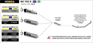 Arrow Race-Tech Aluminium Einddemper met E-keur incl.  Linkpipe Honda NC 750 S / X 2014 - 2020