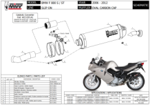 Mivv Oval Carbon met Carbon Cap Slip-on Einddemper met E-keur BMW F 800 S / ST 2006 > 2012