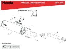 BOS Oval 120 Black Edition Einddemper met E-keur Honda VFR 1200 F 2010 > 2016