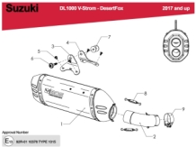 BOS Desert Fox Carbon Steel Einddemper met E-keur Suzuki DL 1000 V-Strom / XT 2017 - 2020