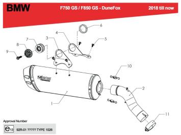BOS Dunefox Black Edition Einddemper met E-keur BMW F 750 GS 2017- 2020