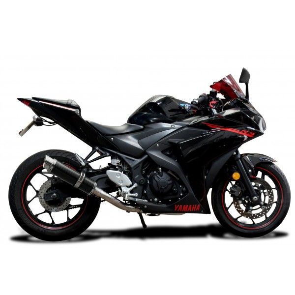 Delkevic volledig systeem Round Carbon 350mm - YZF-R3 (2015-2020) MT03 (2017-2020)