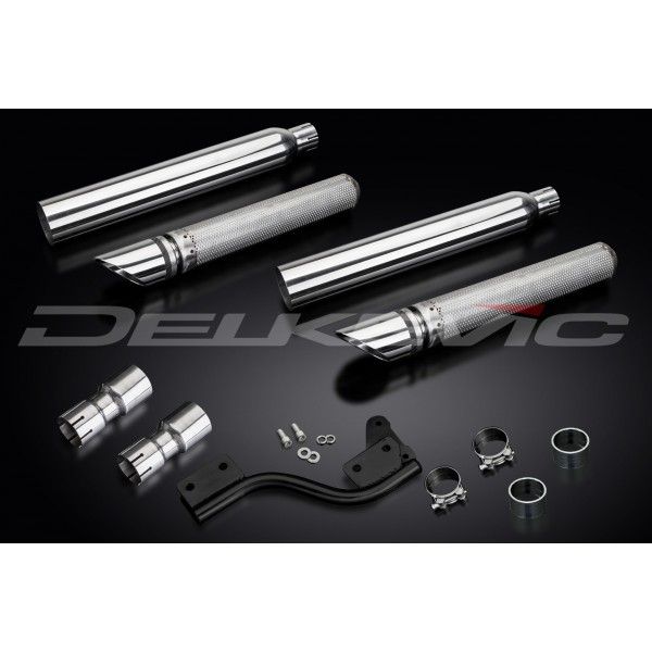 Delkevic slip-on kit SLASH CUT Round RVS 550mm - XVS1100/A Dragstar 1998-2009