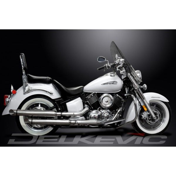 Delkevic slip-on kit SLASH CUT Round RVS 550mm - XVS1100/A Dragstar 1998-2009