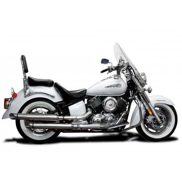 Delkevic slip-on kit SLASH CUT Round RVS 550mm - XVS1100/A Dragstar 1998-2009