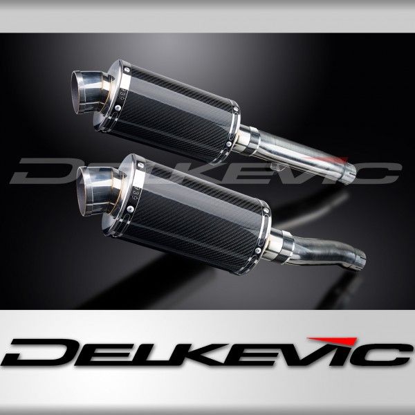 Delkevic slip-on kit Oval Carbon 225mm - Trident 750 (1994-1998)