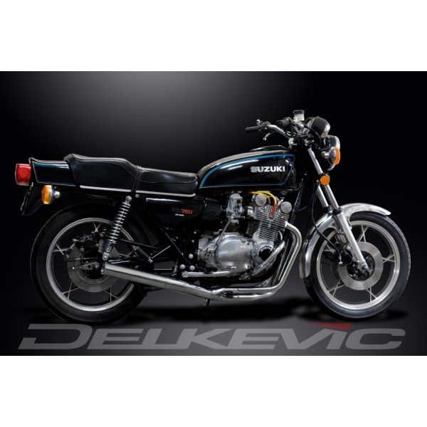 Delkevic volledig systeem Short Straight RVS 350mm - GS750 (1977-1979)