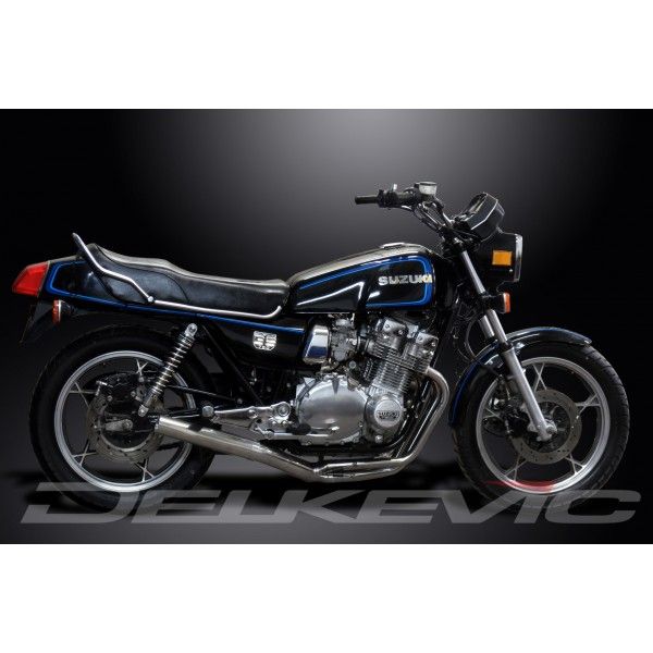 Delkevic volledig systeem Short Straight RVS 350mm - GSX750E (1980-1983)