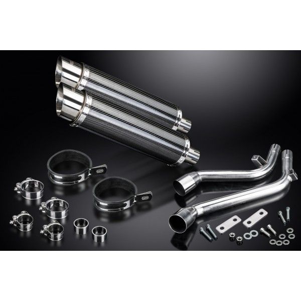 Delkevic slip-on kit Round Carbon 350mm - NX650 Dominator 95-02