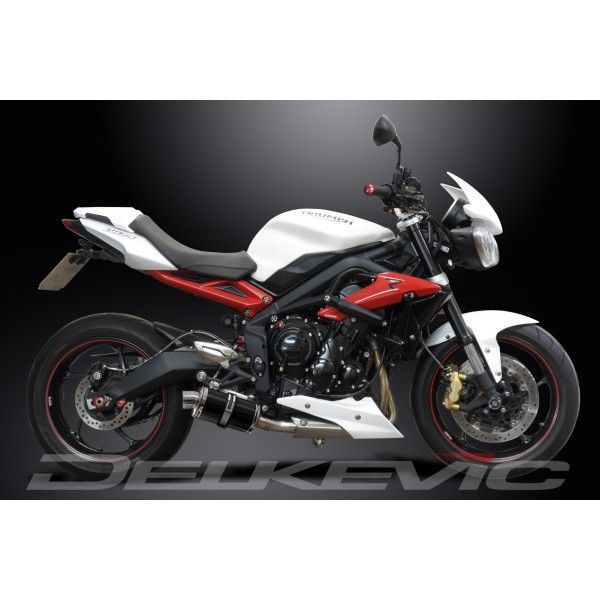 Delkevic volledig systeem Oval RVS 225mm - Street Triple 675 (2013-2016)