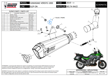 Mivv Delta Race RVS Einddemper met E-keur Kawasaki Versys 1000 2019 > 2024
