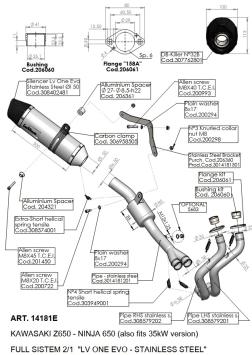 Leovince LV One Evo RVS Compleet 2in1 Uitlaatsysteem Kawasaki NINJA 650 2017 2020