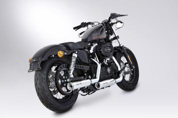 Miller Silverado II Slip-on Einddemper Set Polished of Matt Zwart met E-keur incl. Katalysator Harley Davidson Sportster XL1200 2014 - 2016