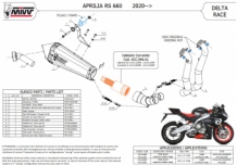Mivv Delta Race RVS Black Compleet Uitlaatsysteem met E-keur Aprilia RS 660 2020 > 2024