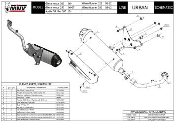Mivv Urban RVS Volledig Uitlaatsysteem met E-keur incl. Katalysator Gilera Nexus 300 2008 - 2013