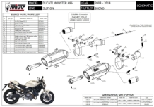 2x Mivv Suono RVS Black Slip-on Einddempers (L+R) Ducati Monster 696 2008 > 2014
