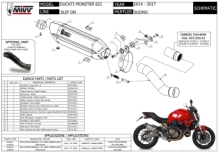 Mivv Suono RVS Black Slip-on Einddemper met E-keur Ducati Monster 821 2014 > 2017