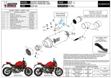 Mivv GP Pro RVS Black Slip-on Einddemper met E-keur Ducati Monster 821 2018 > 2020