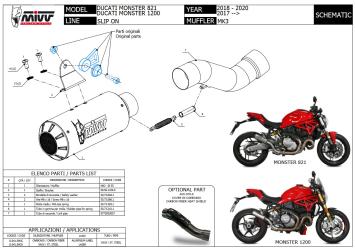 Mivv MK3 RVS Einddemper zonder E-keur Ducati Monster 821 2018 > 2020