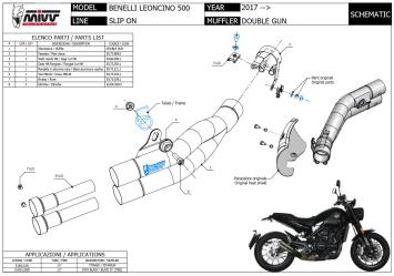 Mivv Double Gun Black Slip-on Einddemper met E-keur Benelli Leoncino 500 2017 > 2024