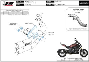 Mivv Double Gun Black Slip-on Einddemper met E-keur Benelli  502C 2019 > 2024
