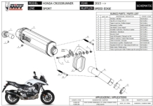 Mivv Speed Edge RVS Slip-on Einddemper met E-keur Euro3 en Euro4 Honda Crossrunner 2015 > 2020
