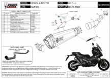 Mivv Delta Race RVS Black Slip-on Eindemper met E-keur Honda X-Adv 750 2017 > 2024