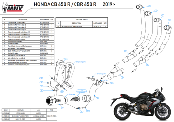 Mivv MK3 Carbon Volledig uitlaatsysteem zonder E-keur Honda CBR 650 R - CB 650 R 2019 - 2023