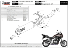 Mivv Oval Carbon met Carbon Cap Slip-on Einddemper met E-keur Kawasaki Versys 1000 2012 > 2014