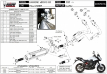 Mivv Suono RVS Black Compleet 2in1 Uitlaatsysteem met E-keur Kawasaki Versys 650 2015 > 2020