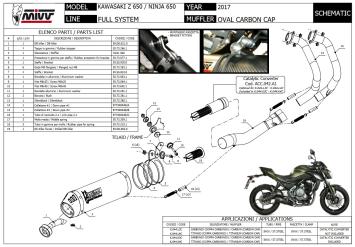 Mivv Titanium Oval Compleet Uitlaatsysteem met E-keur Kawasaki Z650 2017 > 2022