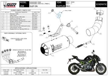Mivv MK3 Carbon Einddemper met E-keur Kawasaki Z900 2017 > 2019