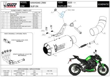 Mivv MK3 RVS Black Einddemper met E-keur Kawasaki Z900 2020 > 2024