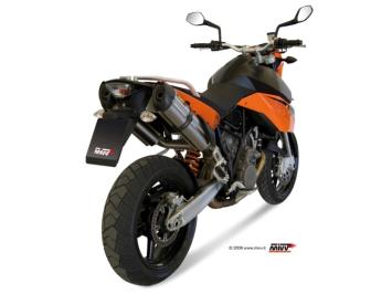 2x Mivv Suono RVS Bolt-on Einddempers (L+R) met E-keur KTM LC8 950 Supermoto R 2005 > 2006