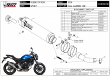 Mivv Oval Titanium met Carbon Cap Slip-on Einddemper met E-keur Suzuki SV 650 / X 2016 > 2024