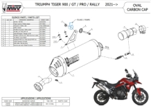 Mivv Oval Titanium Slip-on Einddemper met E-keur Triumph Tiger 900 / GT / Pro / Rally 2021 - 2023