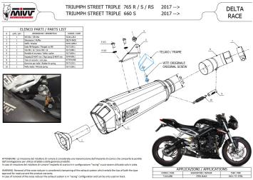 Mivv Delta Race RVS Black Einddemper met E-keur Triumph Street Triple 765 R / S / RS 2017 > 2022