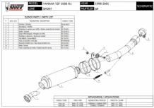 Mivv GP Carbon Slip-on Einddemper met E-keur Yamaha YZF 1000 R1 1998 > 2001