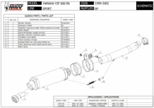 Mivv GP RVS Black Slip-on Einddemper met E-keur Yamaha YZF 600 R6 1999 > 2002