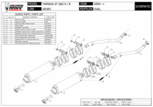 Mivv Oval RVS Dubbele Einddemper (L+R) met E-keur Yamaha XT660 X-R 2004 > 2016