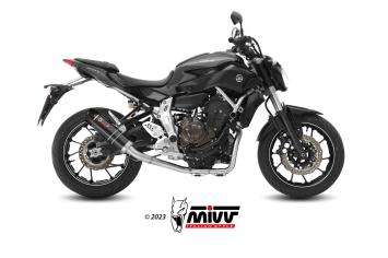 Mivv GP RVS Black met Carbon Endcap Volledig High Mount Uitlaatsysteem met E-keur Yamaha MT-07 2014 > 2024